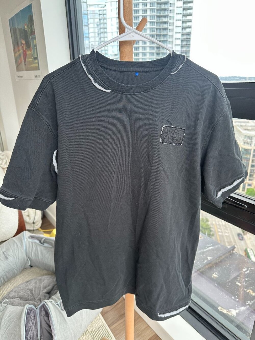 Ader Error A1ER FW2021 Oversized Tee Washed Black Embroidered Patch